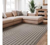 Interiyou Alfombra Salon Pelo Corto Lecce - 120x170 cm Gris Claro - Diseño Boho escandinavo con Efecto 3D de Relieve - Plana con patrón geométrico