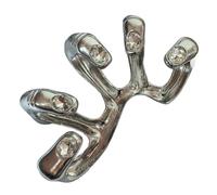 Interlocked Hands Statement Ring,Bold Exaggerated Metal & Sparkle Intertwined Finger Jewelry,Unique Handshake Design Gift (Silver and white)