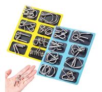 Interlocking Metal Wire Logic Game, Brain Teaser Set for Teens with High Toughness, Silver Chrome Finish with Smooth Edges, Party Favors Stocking Stuffers Home School 16pcs