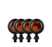 Intermitentes Homologados de Moto Retro Cromo Bala - Señales de Giro Indicador para Motocicleta (4PCS Black)