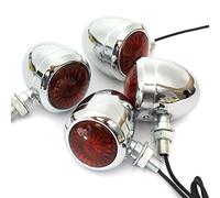 Intermitentes Moto,Intermitentes Moto Homologados 2 / 4PCS 12V Retro Metal Chrome Motocicleta Motocicleta Indicador de señal Halógena Bombilla Lámpara Vintage Amber Universal (Color : 4Pcs)