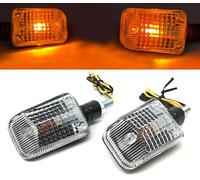 Intermitentes para Moto 12V Bombilla Street Motos Quads Cuatrimotos Scooters Viajeros Fácil de Instalar - Negro con Transparente Lente, 1 Pair