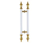 Internal External Barn Door Handles and Pulls,Modern Door Pull Handle, Large Sturdy Sliding Wood Shed Door Grab Bar, Two-Side, Round Vintage Knob Hardware(White,Length 60cm(24inch))