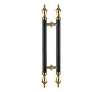 Internal External Barn Door Handles and Pulls,Modern Door Pull Handle, Large Sturdy Sliding Wood Shed Door Grab Bar, Two-Side, Round Vintage Knob Hardware(Black,Length 60cm(24inch))
