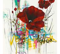 International Graphics - Cuadro terminado - Isabelle, Zacher-Finet - ''Pavot abstrait - next Level II''- 30 x 30 cm - Impresión directa sobre vidrio acrílico