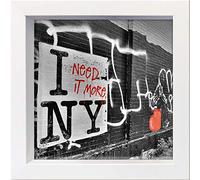 International Graphics, Postal enmarcada, Aurélien, Terrible, ''I need it More NY'', 16 x 16 cm Color del marco: Blanco, Serie LUNA