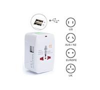 International Travel Adapter Universal Plug with 2 USB Ports (1A) 220V / 110V AC AU US EU