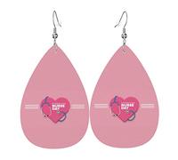 InternationalDay - Pendientes colgantes de piel sintética con forma de lágrima ligera para mujer