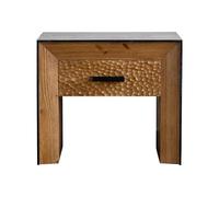 interoknack Wabi-Sabi - Mesita de noche rústica de estilo americano vintage con cajón texturizado, mesa auxiliar de madera oscura para dormitorio, sala de estar, decoración de granja rural