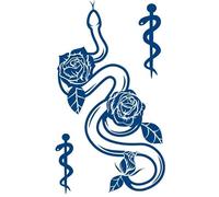 INTEROOKIE Pegatinas de tatuaje de zumo de hierbas que no reflejan la luz durante 15 días, pegatinas de tatuaje de serpientes geisha con transferencia de agua azul (GZ-599)