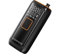 INTERPHONE Compresor portátil de Bolsillo Recargable para Moto, Coche, Bicicleta - Kit de inflado de neumáticos - hasta 4 neumáticos - 4 Minutos de Goma - Luz LED - Pantalla de presión