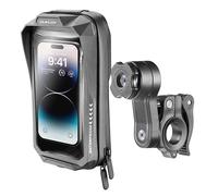 Interphone - Funda Universal Impermeable para Moto hasta 7" con Soporte para Móvil con Manillar Redondo, Sistema Modular QUIKLOX, Compatible con Accesorios Quiklox