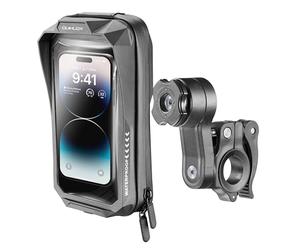 Interphone - Funda Universal Impermeable para Moto hasta 7" con Soporte para Móvil con Manillar Redondo, Sistema Modular QUIKLOX, Compatible con Accesorios Quiklox