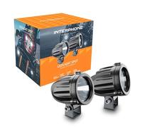 Interphone Par de focos LED para la parte delantera de la moto, kit con dos faros LED con homologación ECE R112, accesorios para moto con 10 W de potencia, 990 lúmenes y haz de luz Spot