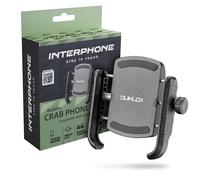 Interphone QUIKLOX Soporte móvil Moto Crab, Abrazadera Universal de 3,5" a 7,5", Porta móvil Compatible con Fundas y Soportes QUIKLOX, Soporte teléfono Moto para Poner y Quitar el móvil rápidamente