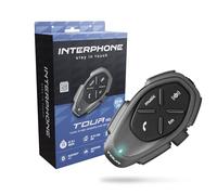 Interphone Tour HD Intercomunicador Casco Moto Individual, hasta 4 usuarios a 1,5 km de Distancia, intercomunicador con Bluetooth 4.2 para GPS y Llamadas, Accesorios Moto, 25 h de autonomía e IP67