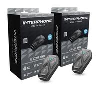 INTERPHONE U-COM 3HD Doble, 2 interfonos Moto de Grupo para 4 usuarios hasta 500 m, intercomunicadores Casco Bluetooth 5.1 con Auriculares HD 40 mm para música, Llamadas y GPS, autonomía 10 h e