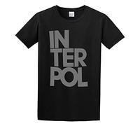 Interpol Stacked T-Shirt Graphic tee Printed Top Mens Black Shirt L