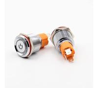 Interruptor 1 unids/lote 19mm interruptor de botón Metal anillo bloqueo automático con luces Led alta corriente 10a empezar a detener(Giallo,12V)