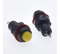 Interruptor 10 Uds. Mini botón redondo pequeño DS-211 DS-213 interruptor de pulsador 10mm momentáneo/autobloqueo miniatura 1A 250V(DS-211 yellow-Momentary)