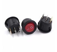 Interruptor 10PCS 23mm Diámetro Luz roja ON-Off SPST redondo Rocer 3 PINS 6A / 250V 10A 125V AC