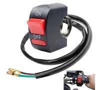 Interruptor 12V Impermeable Manillar ON/OFF Dos Cables para Moto Quad Scooter, Botón Rojo Corta-Circuito e Iluminación, Compacto 22mm
