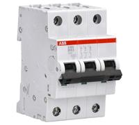 Interruptor automático S203-B63, 3P, curva tipo B, 63 A, capacidad de corte máxima de 6 kA a 400 VAC (Referencia: ABB 2CDS253001R0635) Blanco y Rojo