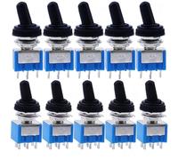 Interruptor azul MTS-203 ON-ON/ON-OFF-ON CA 125 V 6 A, 2/3 posiciones, 3/6 pines, microinterruptores de palanca con enclavamiento MTS-102/103 MTS-202/203, 5/10 unidades(MTS-203,10PCS_WITH CAP)