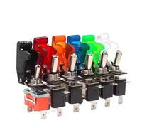 Interruptor basculante ASW-07D de 12 V y 20 A, de seguridad aeronáutica, con LED multicolor for remolques de coches de carreras y camiones.(Green lid)