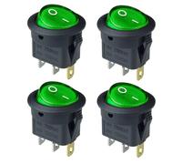 Interruptor Basculante Botonera Elevalunas Interruptor LED KCD1 de 4/8 piezas, 16 A, 12 V, 3 pines, encendido y apagado, apto para coche, botón redondo, interruptor de encendido de luz.(Green)