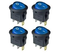 Interruptor Basculante Botonera Elevalunas Interruptor LED KCD1 de 4/8 piezas, 16 A, 12 V, 3 pines, encendido y apagado, apto para coche, botón redondo, interruptor de encendido de luz.(Blue)