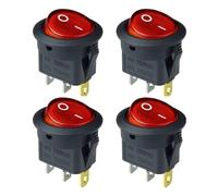Interruptor Basculante Botonera Elevalunas Interruptor LED KCD1 de 4/8 piezas, 16 A, 12 V, 3 pines, encendido y apagado, apto para coche, botón redondo, interruptor de encendido de luz.(Red)