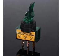 Interruptor basculante con luz LED de 12 V y 20 A for luces de coche, furgoneta y barco, con conexión a tierra ASW-14D (4 unidades)(Green)