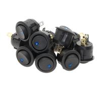 Interruptor basculante de 10 piezas, encendido/apagado 12 V 220 V 20 mm punto redondo impermeable luz LED 3 pines/59(Blue,DC 12V)