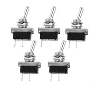 Interruptor basculante de 12 V 25 A SPST, interruptor basculante de metal con contactos plateados, para salpicadero y coche, negro/plata, apto para orificio de 12,5 mm (5 unidades)