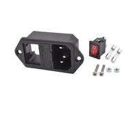 Interruptor basculante de 3 pines AC-01B ON/OFF, fusible de 10 A, toma de corriente alterna AC01B, conector con lámpara roja(5PCS)