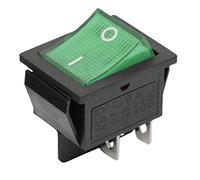 Interruptor basculante de 4 pines, 16 A, 250 VAC, 28,5 x 21,9 mm, basculante iluminado verde (1)