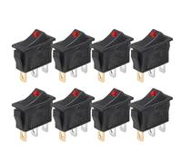 Interruptor basculante de 8 piezas, 3 pines 2 posiciones ON/OFF AC 20A 125V 15A 250V SPST amarillo rojo verde luz LED barco/180(8pcs dot red)