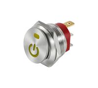 Interruptor basculante de botón metálico de 22 mm, acero inoxidable, 12 V, 20 A, autoblocante, dos posiciones, interruptor de palanca for coche, ON-OFF, 220 V, 15 A, 3 pines(Yellow Power,220V)