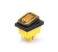 Interruptor basculante de encendido y apagado, 30 A/250 V, 4 pines, DPST, IP67, sellado, impermeable, T85, for barco, automático, marino, con LED, 12 V, 220 V, 30 x 22(Yellow,12 V)