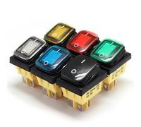 Interruptor basculante de encendido y apagado, resistente, 30 A/250 V, 4 pines, IP67, sellado, T85, for barco, marino, con LED, 12 V, 220 V, 30 x 22, 5 unidades(No LED Black,24V)