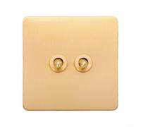 Interruptor basculante de latón de 86 x 86 mm para control de luz y ventilador de techo, interruptor eléctrico de placa de pared dorada de 1/2 vía (#2 Gang)