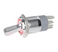 Interruptor basculante de metal de 16 mm, 2 niveles, 10 A, alta corriente, iluminado, autobloqueo, para paneles de control, industrial, eléctrico, luz roja o sin luz, robusto (D)