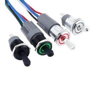 Interruptor basculante de metal de 16 mm, resistente al agua, luz LED, autoblocante, 2/3 posiciones, microinterruptor 1NO1NC 15 A, 12 V, 220 V, 3 polos/5 pines (LED amarillo, 16 mm _ 220 V)