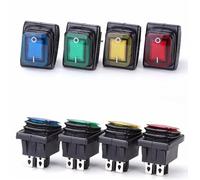 Interruptor basculante de palanca automático, DPST, IP67, T85, 16 A/250 V, 4 pines, 12 V, 220 V, 30 x 22, 1 unidad(Black No LED,110 V)