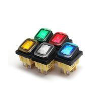 Interruptor basculante de palanca for barco, marino, de alta resistencia, IP67, T85, 6 pines, 30 A/250 V, encendido y apagado, FL3-KCD4-203-3, con LED, 12 V, 220 V, 30 x 22 mm(Yellow,110V-220V)