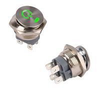 Interruptor basculante de palanca Metal encendido apagado 220v 12v 6v 22mm 2NO 4pin enganche fijo 16A luz LED alta corriente Motor barco coche(Power Green,LATCHING_12-24V)