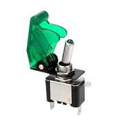 Interruptor basculante de palanca SPST de 12V, luz LED for encendidos, interruptor de luz for coche de carreras, barco, remolque de camión(Green)