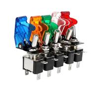 Interruptor basculante de palanca SPST de 12V, luz LED for encendidos, interruptor de luz for coche de carreras, barco, remolque de camión(5pcs blue)