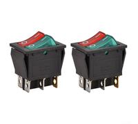 Interruptor basculante doble 6 terminales con indicador LED rojo verde 16A 250VAC | Construcción de policarbonato y metal, montaje a presión, adecuado para paneles marinos, automotrices, industriales